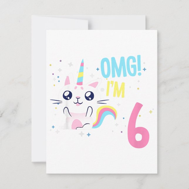 Invitation Tenue de fête pour fille de 6 ans Licorne cadeau (Devant)