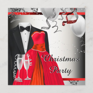 Invitation Tenue de soirée noire Robe rouge Noël