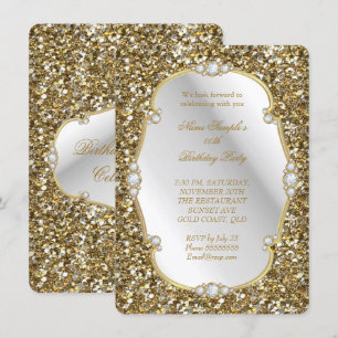 Invitation Tenue élégante à paillettes dorées pour une fête d