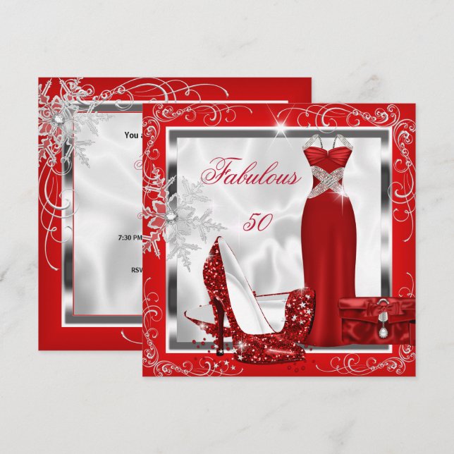Invitation Tenue fabuleuse pour une soirée des 50 ans, robe,  (Devant / Derrière)