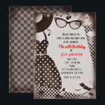 Invitation Tenue rétro vintage noir et blanc des années 50<br><div class="desc">Cartes d'invitation rétro vintage des années 50</div>