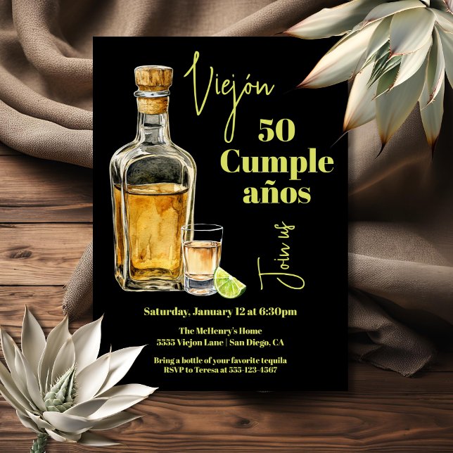 Invitation Tequila prise de l'anniversaire de l'homme (Créateur téléchargé)