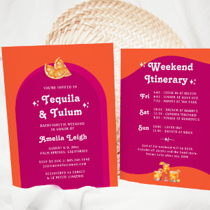Invitation Tequila & Tulum Bachelorette Rose & Orange Sunset