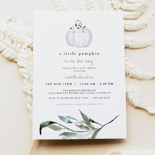 Invitation Tera - Baby shower d'automne blanc Citrouille