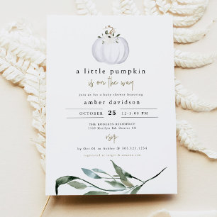 Invitation TERA Fall Green Baby shower Citrouille blanc