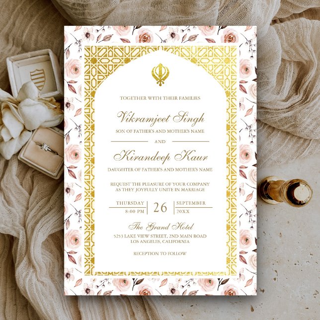 Invitation Terme Floral Anand Karaj Punjabi Sikh Mariage (Créateur téléchargé)