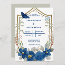 Terme Orange Roses Floral Marine Mariage bleu