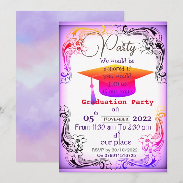 Invitation Terminez le diplôme   (Devant / Derrière)