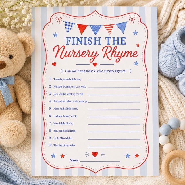 Invitation Terminez le jeu de baby shower sur les comptines (Créateur téléchargé)