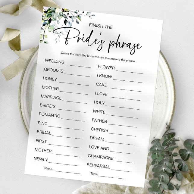 Invitation Terminez le jeu de la phrase de la mariée pour la  (Créateur téléchargé)