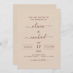 Invitation Terra Cotta Boho Mariage Moderne Simple