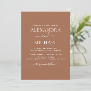 Invitation Terra Cotta Boho Mariage Moderne Simple