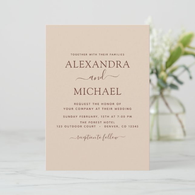 Invitation Terra Cotta Boho Mariage Moderne Simple (Debout devant)