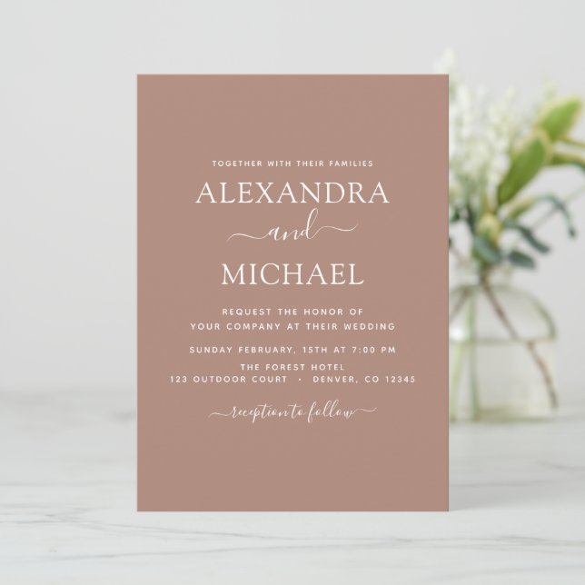 Invitation Terra Cotta Boho Mariage Moderne Simple (Debout devant)