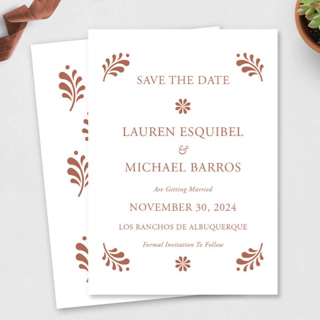 Invitation Terra Cotta Mexicaine Enregistrer La Date (Terra Cotta Mexican Save The Date by Fiesta Valley Print)