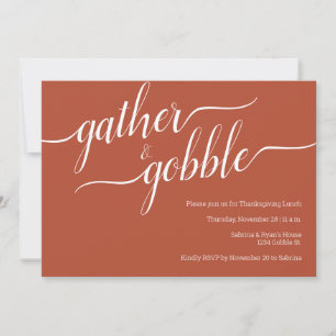 Invitation Terra Cotta minima Rassembler & Gobble Thanksgivin