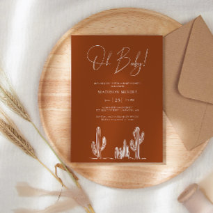 Invitation Terracota Baby shower Cactus Line Art Desert