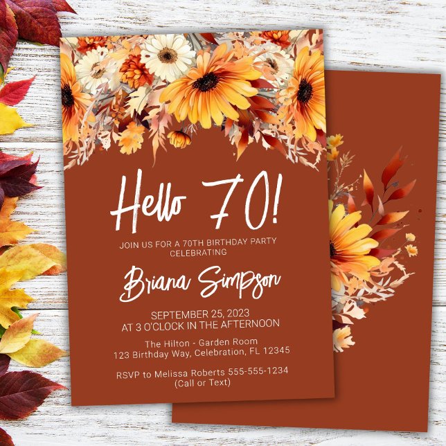 Invitation Terracotta 70e anniversaire automne floral (Créateur téléchargé)