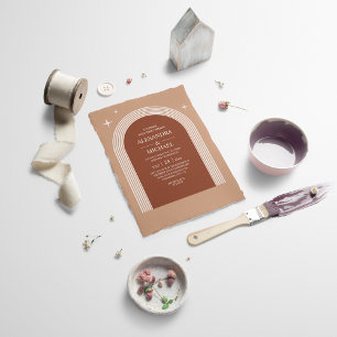 Invitation Terracotta Abstrait Burnt Orange Arch Mariage