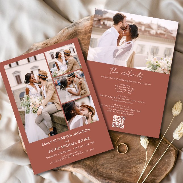 Invitation Terracotta All In One QR Code Mariage photo (Créateur téléchargé)
