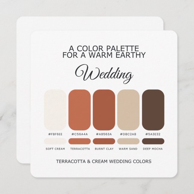 Invitation Terracotta and Cream Wedding Color Palette Card (Devant / Derrière)