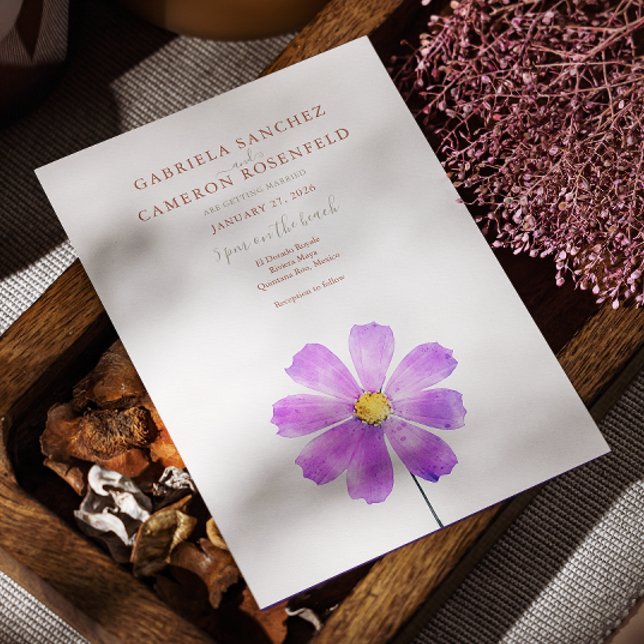 Invitation Terracotta Aquarelle Boho Floral Daisy Mariage (Créateur téléchargé)