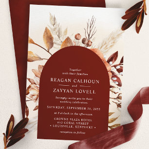 Invitation Terracotta Arc Floral Pampas Mariage