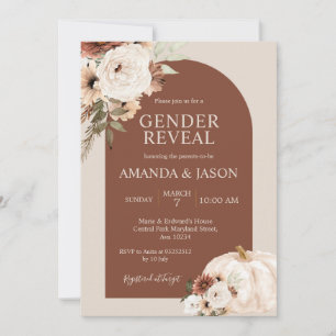 Invitation Terracotta Arch Floral Citrouille Baby Genre Revei