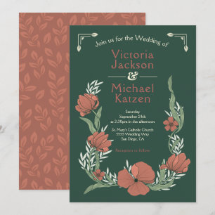 Invitation Terracotta & Artiste Vert Mariage Floral