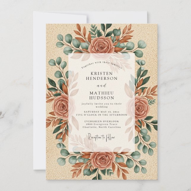 Invitation Terracotta Artistic Autumn Wedding (Devant)