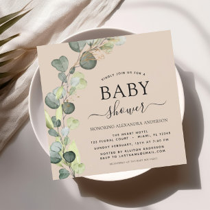 Invitation Terracotta Baby shower Verdure Eucalyptus