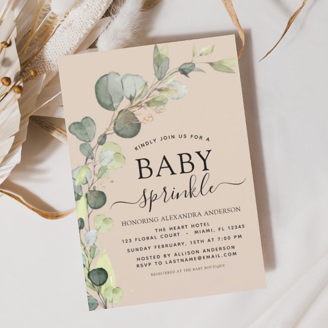 Invitation Terracotta Baby Sprinkw Douche Eucalyptus (Créateur téléchargé)