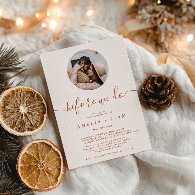 Invitation Terracotta Before we do photo rehearsal dinner (Terracotta Before we do photo rehearsal dinner Invitation)