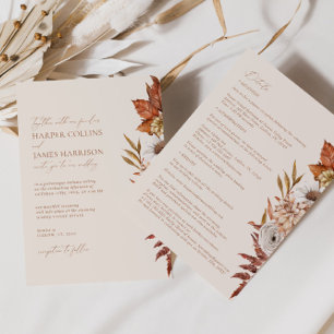 Invitation Terracotta Beige Moderne Floral Boho Mariage de au