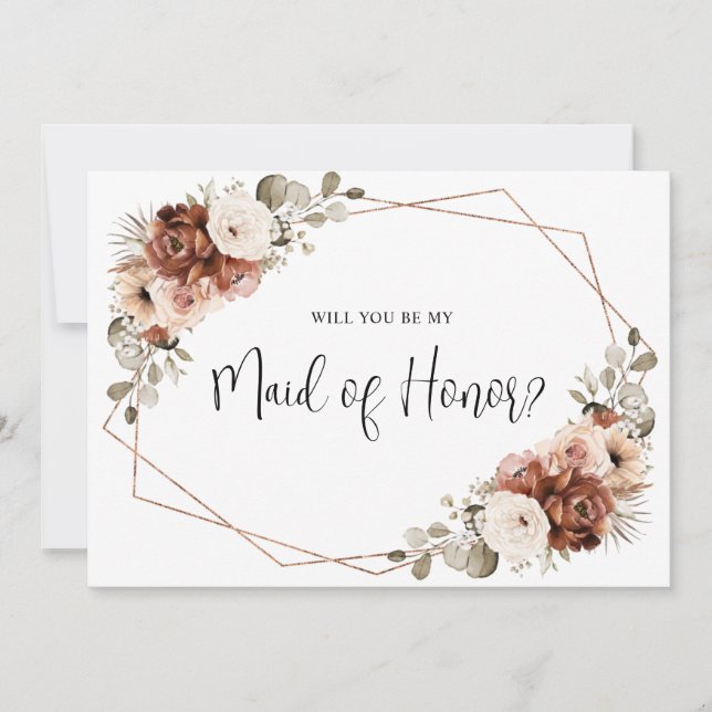 Invitation Terracotta Beige Sage Will you will be My Maid of  (Devant)