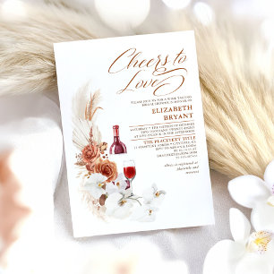 Invitation Terracotta Blanc Floral Vin Dégustation Fête des m