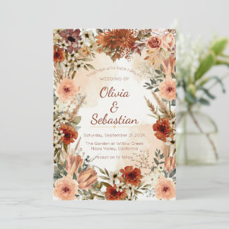 Invitation Terracotta Bohème Floral Automne Élégant Rustique