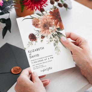 Invitation Terracotta Bohemian Floral Mariage