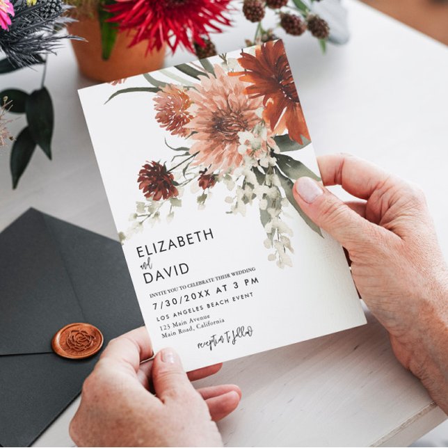 Invitation Terracotta Bohemian Floral Mariage (Créateur téléchargé)