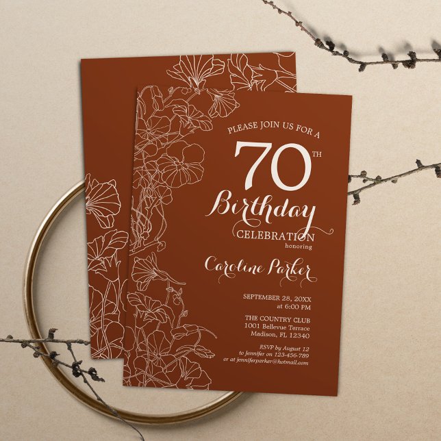 Invitation Terracotta Boho 70e anniversaire (Créateur téléchargé)