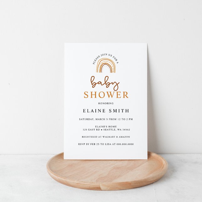 Invitation Terracotta Boho Arc-en-ciel Baby shower neutre ent (Créateur téléchargé)