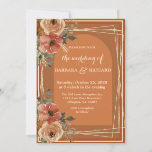 Invitation Terracotta Boho Automne Floral Aquarelle