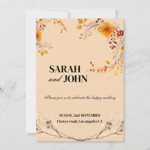 Invitation Terracotta Boho Floral Mariage Beige Terre