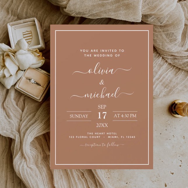 Invitation Terracotta Boho Mariage Moderne Simple (Créateur téléchargé)