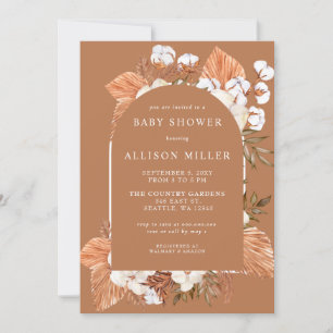 Invitation Terracotta Boho Pampas Baby shower Arché