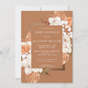 Invitation Terracotta Boho Pampas Baby shower non sexiste