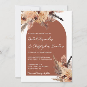 Invitation Terracotta Boho Pampas Mariage