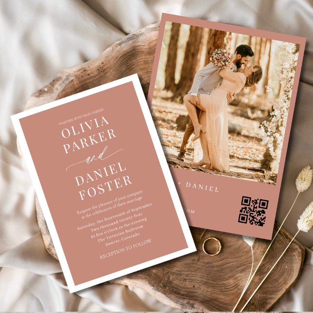 Invitation Terracotta Boho QR Code Mariage photo (Créateur téléchargé)