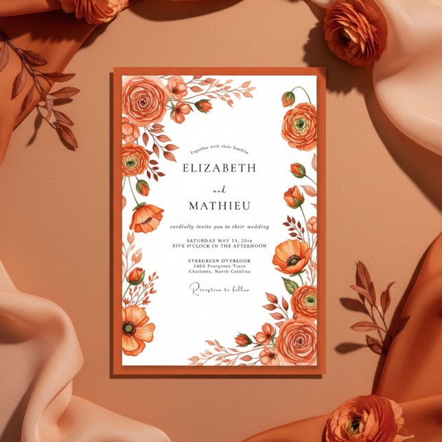 Invitation Terracotta Botanical Autumn Wedding (Créateur téléchargé)