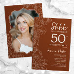 Invitation Terracotta Botanical Photo Surprise 50e anniversai<br><div class="desc">Terracotta brûlé orange surprise 50e anniversaire invitation de fête avec votre photo au dos de la carte. Le design boho à la fois moderne et féminin présente des accents botaniques et des caractères typographiques. Carte invitation florale simple parfaite pour une célébration anniversaire surprise femme élégante. Peut être customisé à n'importe...</div>